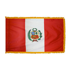 3X5' COL NYL-GLO PERU GOVERNMENT PERUVIAN W/FRINGE FLAG
