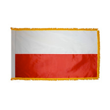 3X5' COL NYL-GLO POLAND POLANDER POLISH W/FRINGE FLAG 3X5' COL NYL-GLO POLAND POLANDER POLISH W/FRINGE FLAG