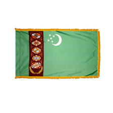 3X5' COL NYL-GLO TURKMENISTAN TURKMENISTANI TURKMENISTANIAN W/FRINGE FLAG 3X5' COL NYL-GLO TURKMENISTAN TURKMENISTANI TURKMENISTANIAN W/FRINGE FLAG