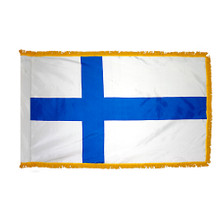 4X6' COL NYL-GLO FINLAND FINNISH FINNS W/FRINGE FLAG 4X6' COL NYL-GLO FINLAND FINNISH FINNS W/FRINGE FLAG