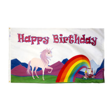 3X5' NYL HAPPY BIRTHDAY UNICORN FLAG 3X5' NYL HAPPY BIRTHDAY UNICORN FLAG