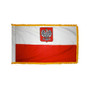 3X5' COL NYL-GLO POLAND W/EAGLE POLANDER POLISH W/FRINGE FLAG