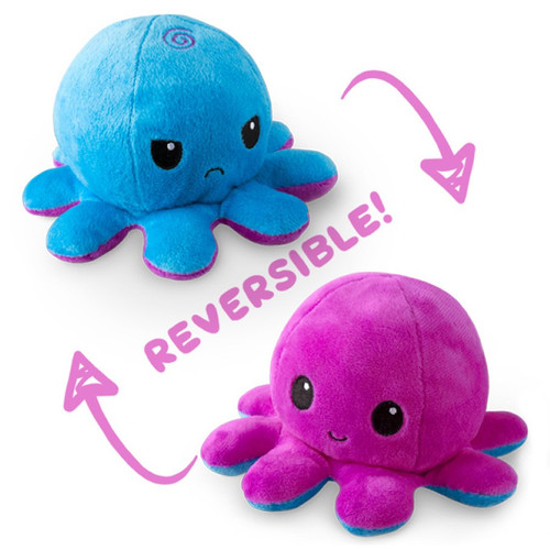 Stuffed Toys: Reversible Octopus Mini Plush: Purple & Blue