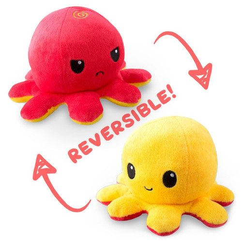 Stuffed Toys: Reversible Octopus Mini Plush: Red & Yellow