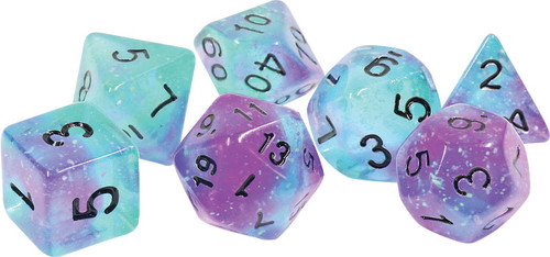 Dice and Gaming Accessories Polyhedral RPG Sets: Blue and Turquoise - RPG Dice Set (7): Peacock Glowworm