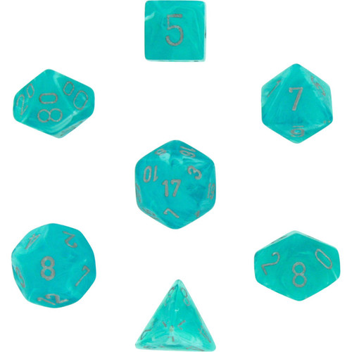 Dice and Gaming Accessories Polyhedral RPG Sets: Swirled - Cirrus: Aqua/Silver (7)