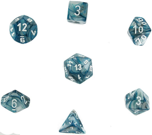Dice and Gaming Accessories Polyhedral RPG Sets: Swirled - Lustrous: Slate/White (7)