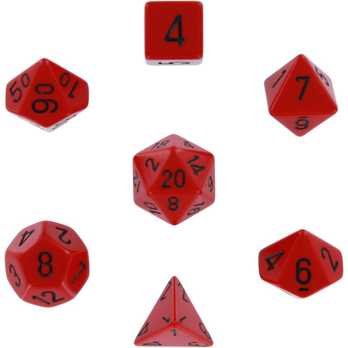 Dice and Gaming Accessories Polyhedral RPG Sets: Red and Orange - Opaque: Red/Black (7)