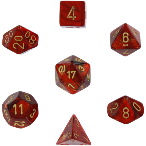 Dice and Gaming Accessories Polyhedral RPG Sets: Swirled - Scarab: Scarlet/Gold (7)