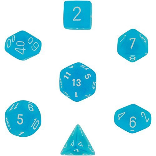 Dice and Gaming Accessories Polyhedral RPG Sets: Frosted: Caribbean Blue/White (7)