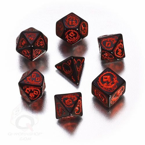 Dice and Gaming Accessories Polyhedral RPG Sets: Dragons Dice Set Black/Red (7)