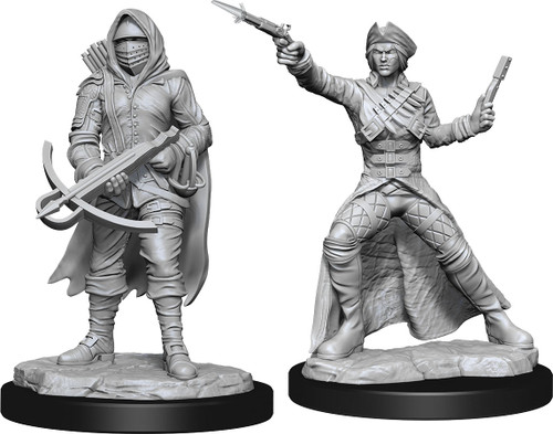 RPG Miniatures: Townsfolk and Animals - WizKids Deep Cuts Unpainted Minis: Bounty Hunter & Outlaw