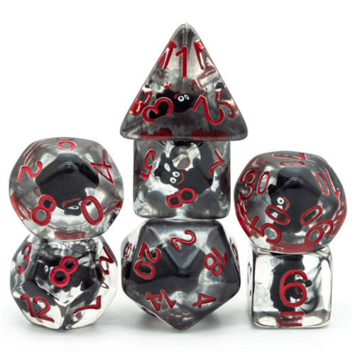Dice and Gaming Accessories Polyhedral RPG Sets: Transparent/Translucent - Vampire Bats (7)