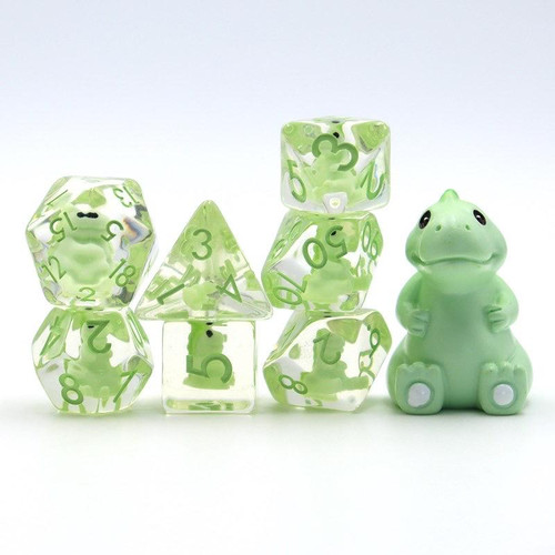 Dice and Gaming Accessories Polyhedral RPG Sets: Yellow and Green - Baby T-Rex (7)