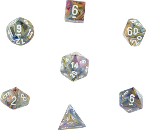 Dice and Gaming Accessories Polyhedral RPG Sets: Swirled - Festive: Carousel/White (7)