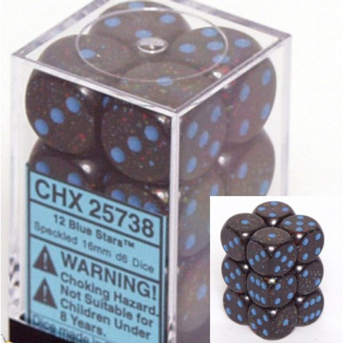 Dice and Gaming Accessories D6 Sets: Speckled - Speckled: 16mm D6 Blue Stars (12)