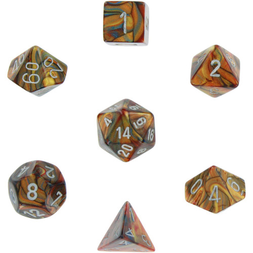 Dice and Gaming Accessories Polyhedral RPG Sets: Swirled - Lustrous: Gold/Silver (7)