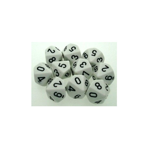 Dice and Gaming Accessories D10 Sets: Opaque: D10 White/Black (10)