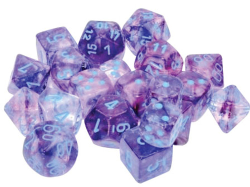 Dice and Gaming Accessories D10 Sets: Purple and Pink - Nebula: Nocturnal/blue Luminary Set of Ten Luminary d10s