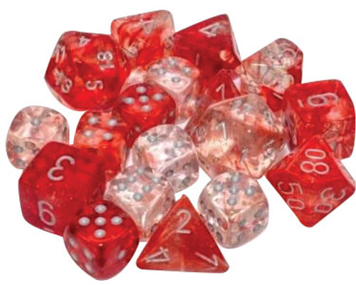 Dice and Gaming Accessories D10 Sets: Red and Orange - Nebula: Red/silver Luminary Set of Ten Luminary d10s