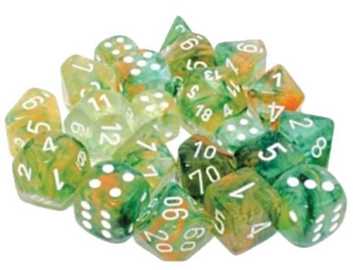 Dice and Gaming Accessories D6 Sets: Swirled - Nebula: 12mm d6 Spring/white Luminary Dice Block (36 dice)