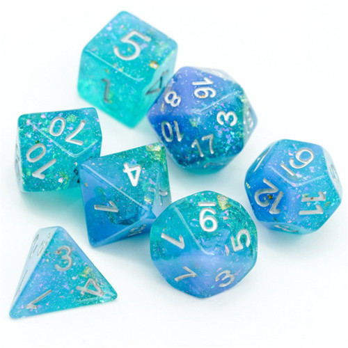 Dice and Gaming Accessories Polyhedral RPG Sets: Glitter - Blue & Green Seabed Treasure (7) [FBR FBG1118]