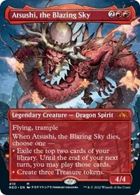 Atsushi, the Blazing Sky (Borderless) [Foil] - Kamigawa: Neon Dynasty
