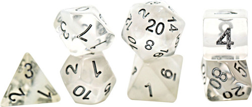 Dice and Gaming Accessories Polyhedral RPG Sets: White and Clear - Neutron Dice: Ice (7 Polyhedral Dice Set) [GKG N070]