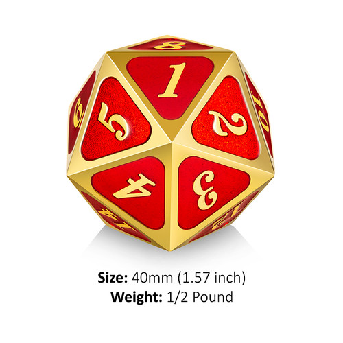 Dice and Gaming Accessories Other Gaming Accessories: Red & Gold - Metal Spindown D20