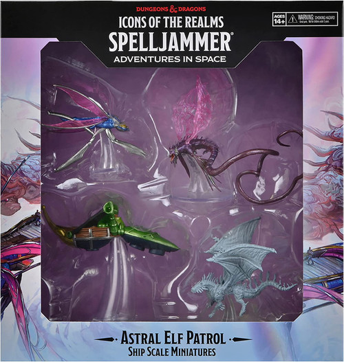 RPG Miniatures: Icons of the Realms - D&D Minis: Astral Elf Patrol - Spelljammer Ship Scale Sized Set 