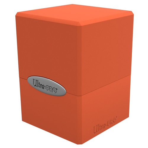 Deck Boxes: Premium Single Dboxes - Satin Cube Deck Box - Pumpkin Orange