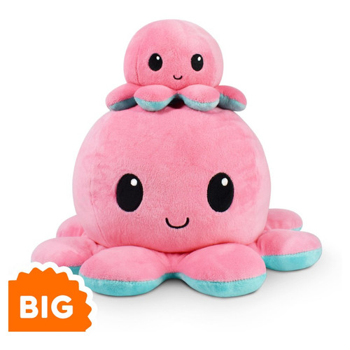 Stuffed Toys: BIG Reversible Octopus Plush: Pink & Aqua