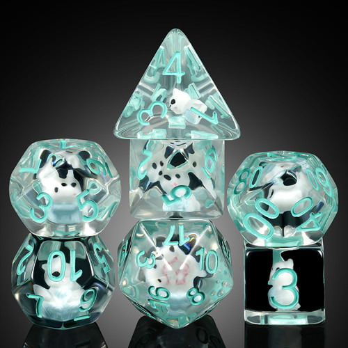 Dice and Gaming Accessories Polyhedral RPG Sets: Transparent/Translucent - Kitten - Resin (7)