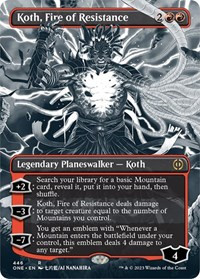 Koth, Fire of Resistance (Borderless) (Step-and-Compleat Foil) [Foil] - Phyrexia: All Will Be One
