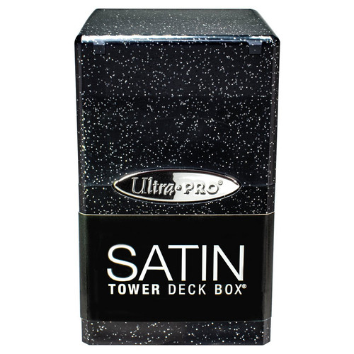 Deck Boxes: Satin Tower Deck Box - Glitter Black