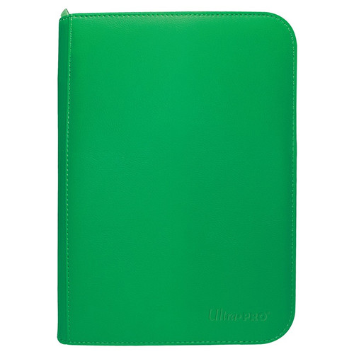 Card Binders & Pages: Vivid 4-Pocket Zippered PRO-Binder: Green