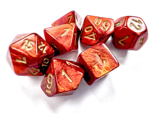 Dice and Gaming Accessories Polyhedral RPG Sets: Red and Orange - Mini Scarab: Scarlet/gold (7)