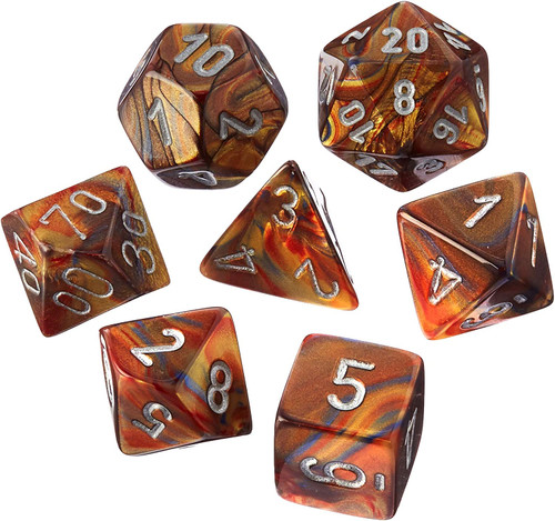 Dice and Gaming Accessories Polyhedral RPG Sets: Metal and Metallic - Mini Lustrous: Gold/silver (7)