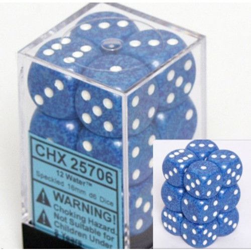 Dice and Gaming Accessories D6 Sets: Speckled - Speckled: 16mm D6 Water (12)