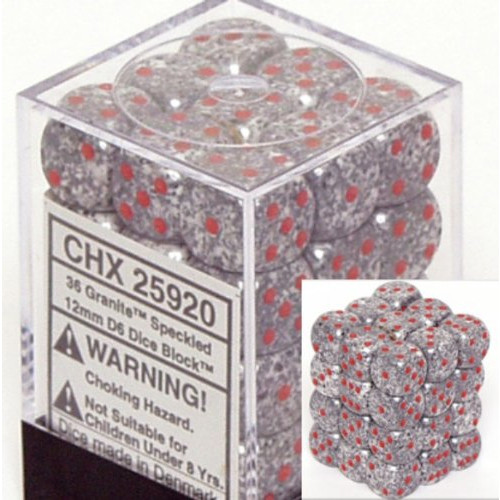 Dice and Gaming Accessories D6 Sets: Speckled - Speckled: 12mm D6 Granite (36)