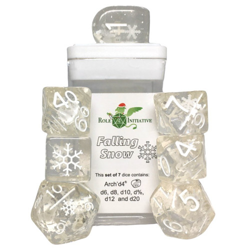 Dice and Gaming Accessories Polyhedral RPG Sets: Transparent/Translucent - Polyhedral: Diffusion Falling Snow Dice Set (7)
