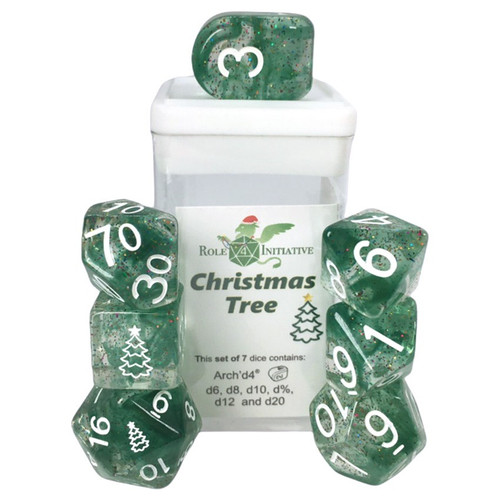 Dice and Gaming Accessories Polyhedral RPG Sets: Glitter - Diffusion Christmas Tree Dice Set (7)