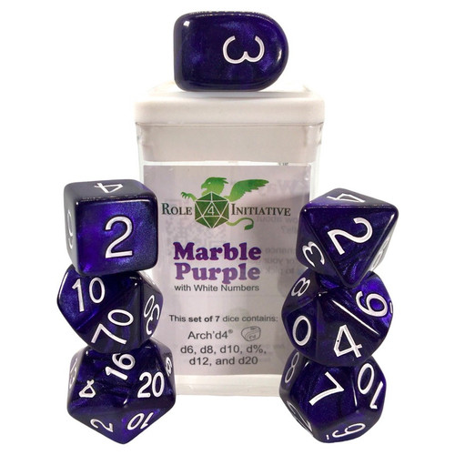 Dice and Gaming Accessories Polyhedral RPG Sets: Purple and Pink - Polyhedral: Marble Purple (7)