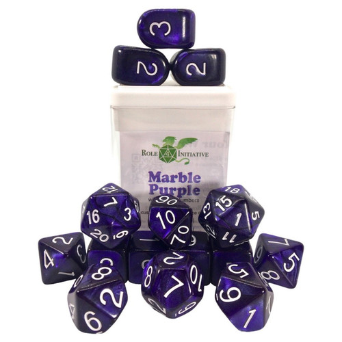 Dice and Gaming Accessories Polyhedral RPG Sets: Purple and Pink - Polyhedral: Marble Purple (15)