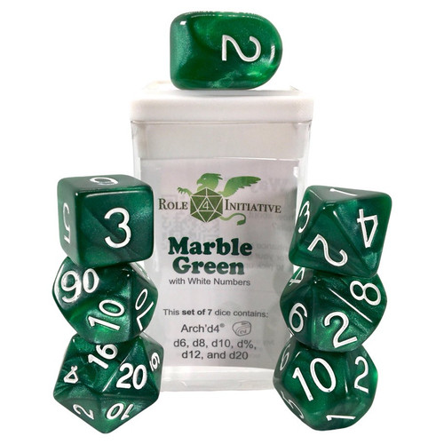 Dice and Gaming Accessories Polyhedral RPG Sets: Yellow and Green - Polyhedral: Marble Green (7)