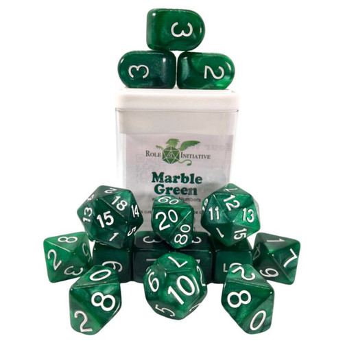Dice and Gaming Accessories Polyhedral RPG Sets: Yellow and Green - Polyhedral: Marble Green (15)