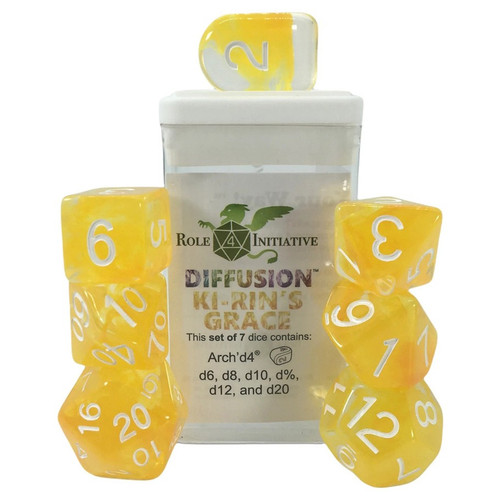 Dice and Gaming Accessories Polyhedral RPG Sets: Yellow and Green - Polyhedral: Diffusion Ki-Rin's Grace (7)