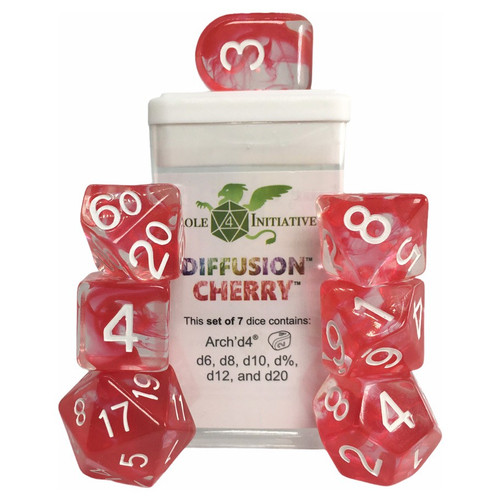 Dice and Gaming Accessories Polyhedral RPG Sets: Red and Orange - Polyhedral: Diffusion Cherry (7)