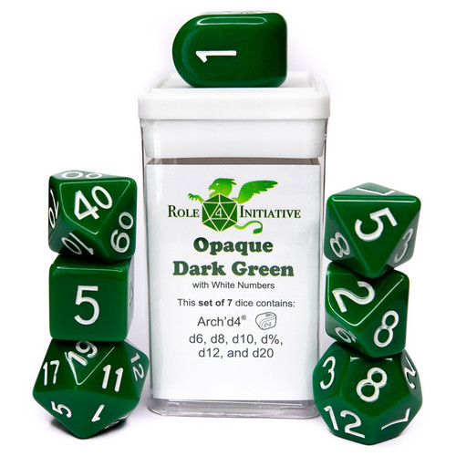 Dice and Gaming Accessories Polyhedral RPG Sets: Yellow and Green - Polyhedral: Opaque Dark Green (7)