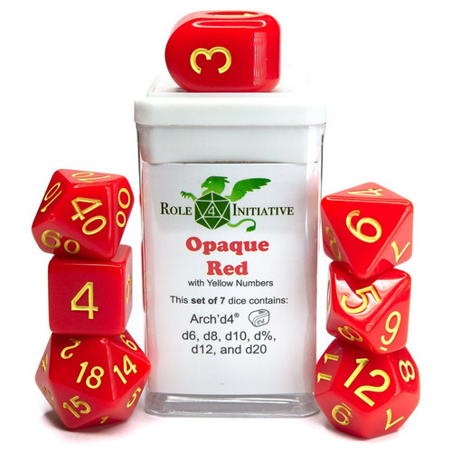 Dice and Gaming Accessories Polyhedral RPG Sets: Red and Orange - Polyhedral: Opaque Red/Yellow (7)